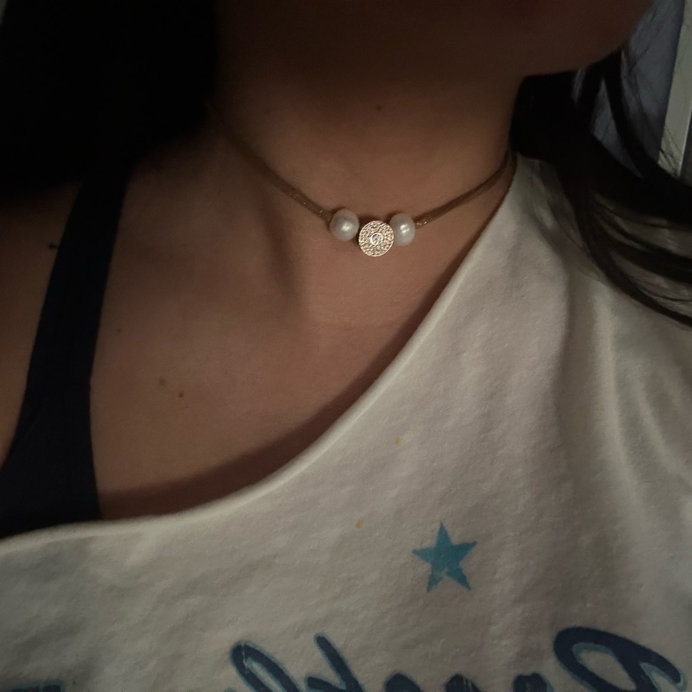 Gold and Pearl Choker Necklace